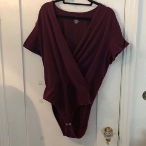 Maroon cross bodysuit